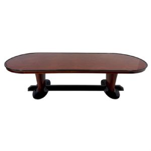 Tavolo Art Deco Italiano Anni 40 in Legno Pregiato con Profili Ebanizzati